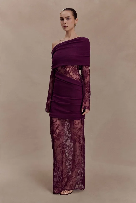 Luxie Lace Knit Maxi Dress – Plum Luxie Lace Knit Maxi Dress – Plum