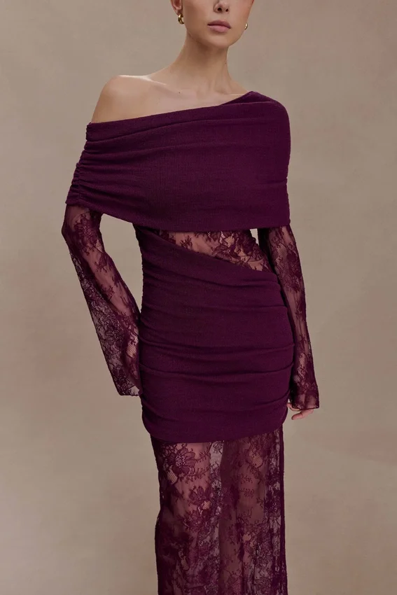 Luxie Lace Knit Maxi Dress – Plum Luxie Lace Knit Maxi Dress – Plum