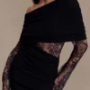 Luxie Lace Knit Mini Dress – Black