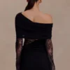 Luxie Lace Knit Mini Dress – Black