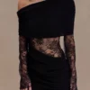 Luxie Lace Knit Mini Dress – Black