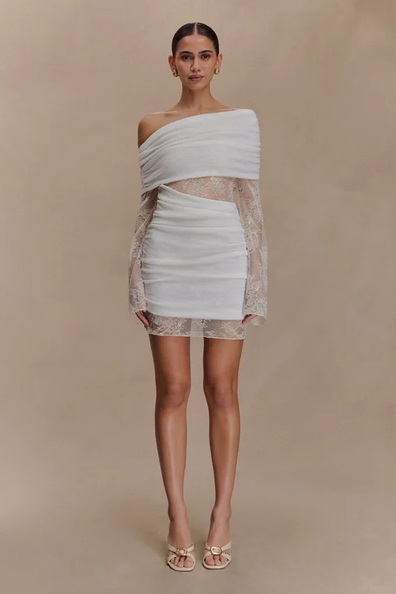 Luxie Lace Knit Mini Dress – Ivory Luxie Lace Knit Mini Dress – Ivory