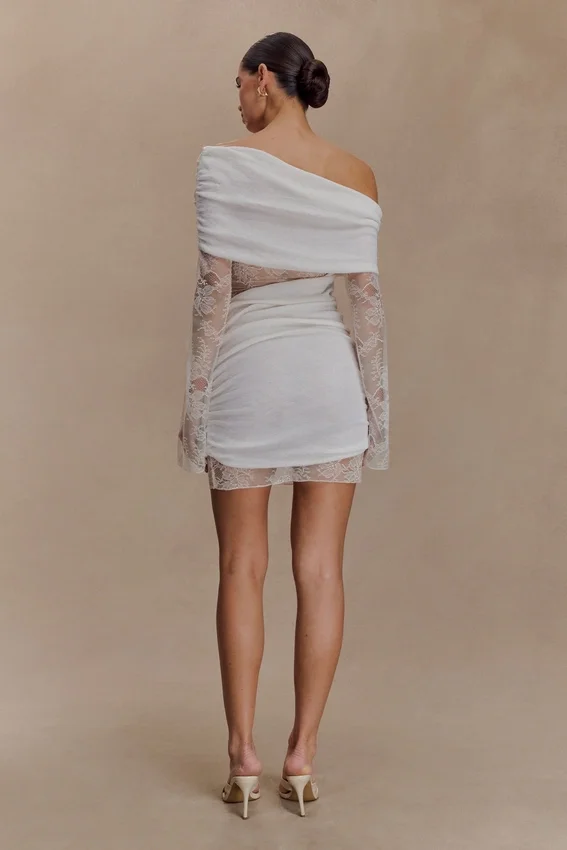 Luxie Lace Knit Mini Dress – Ivory Luxie Lace Knit Mini Dress – Ivory