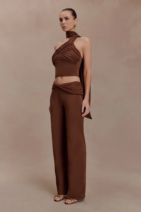 Lydia Slinky Asymmetrical Halter Top – Chocolate Lydia Slinky Asymmetrical Halter Top – Chocolate