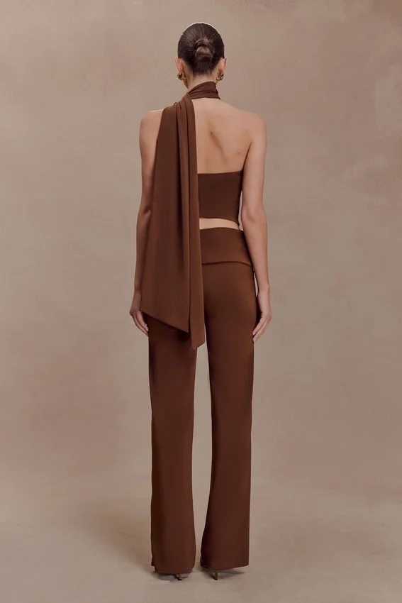 Lydia Slinky Asymmetrical Halter Top – Chocolate Lydia Slinky Asymmetrical Halter Top – Chocolate