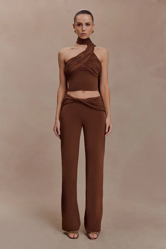 Lydia Slinky Asymmetrical Halter Top – Chocolate Lydia Slinky Asymmetrical Halter Top – Chocolate