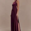 Lyla Asymmetrical Satin Maxi Dress – Plum Lyla Asymmetrical Satin Maxi Dress – Plum