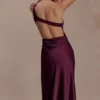 Lyla Asymmetrical Satin Maxi Dress – Plum Lyla Asymmetrical Satin Maxi Dress – Plum
