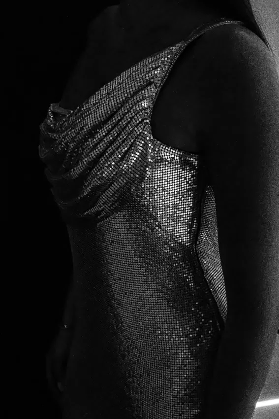 Lyle One Shoulder Glow Mesh Mini Dress – Silver Lyle One Shoulder Glow Mesh Mini Dress – Silver