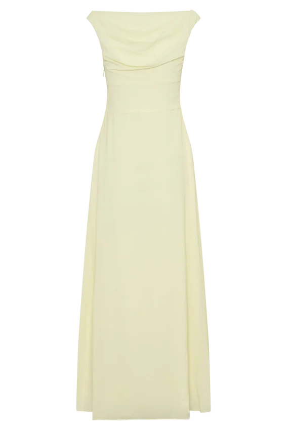 Mabel Off Shoulder Chiffon Maxi Dress – Lemon Mabel Off Shoulder Chiffon Maxi Dress – Lemon