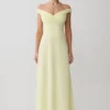 Mabel Off Shoulder Chiffon Maxi Dress – Lemon Mabel Off Shoulder Chiffon Maxi Dress – Lemon