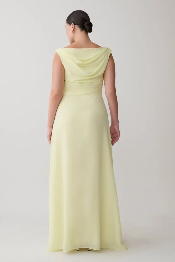 Mabel Off Shoulder Chiffon Maxi Dress – Lemon Mabel Off Shoulder Chiffon Maxi Dress – Lemon