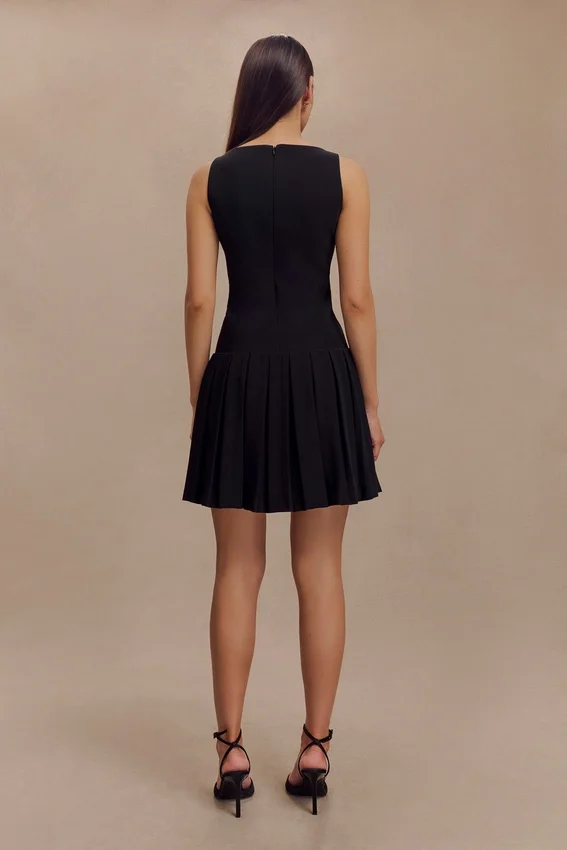 Mackenzie Sleeveless Pleated Mini Dress – Black Mackenzie Sleeveless Pleated Mini Dress – Black