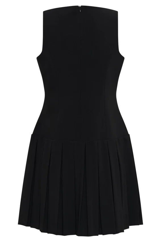Mackenzie Sleeveless Pleated Mini Dress – Black Mackenzie Sleeveless Pleated Mini Dress – Black