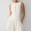Mackenzie Sleeveless Pleated Mini Dress – Ivory