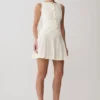 Mackenzie Sleeveless Pleated Mini Dress – Ivory