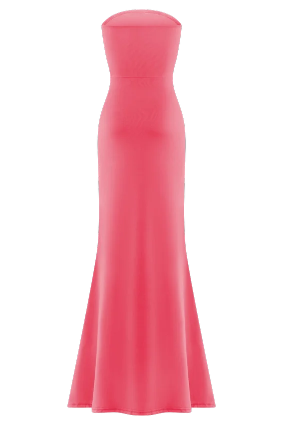 Madison Strapless Slinky Maxi Dress – Coral Madison Strapless Slinky Maxi Dress – Coral