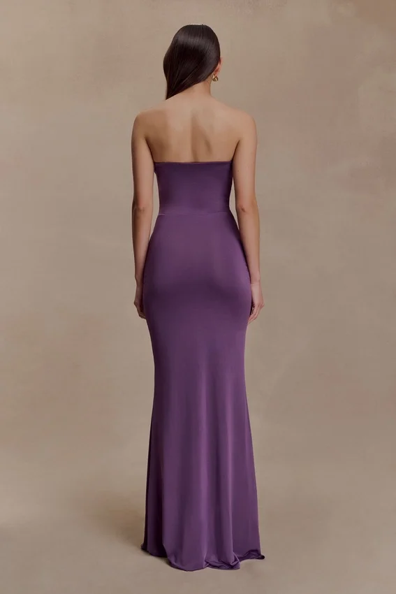 Madison Strapless Slinky Maxi Dress – Purple Madison Strapless Slinky Maxi Dress – Purple