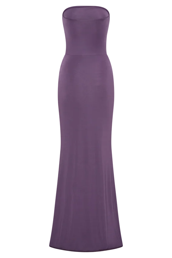 Madison Strapless Slinky Maxi Dress – Purple Madison Strapless Slinky Maxi Dress – Purple