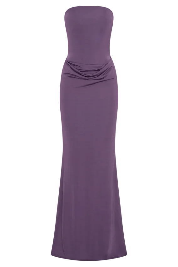 Madison Strapless Slinky Maxi Dress – Purple Madison Strapless Slinky Maxi Dress – Purple