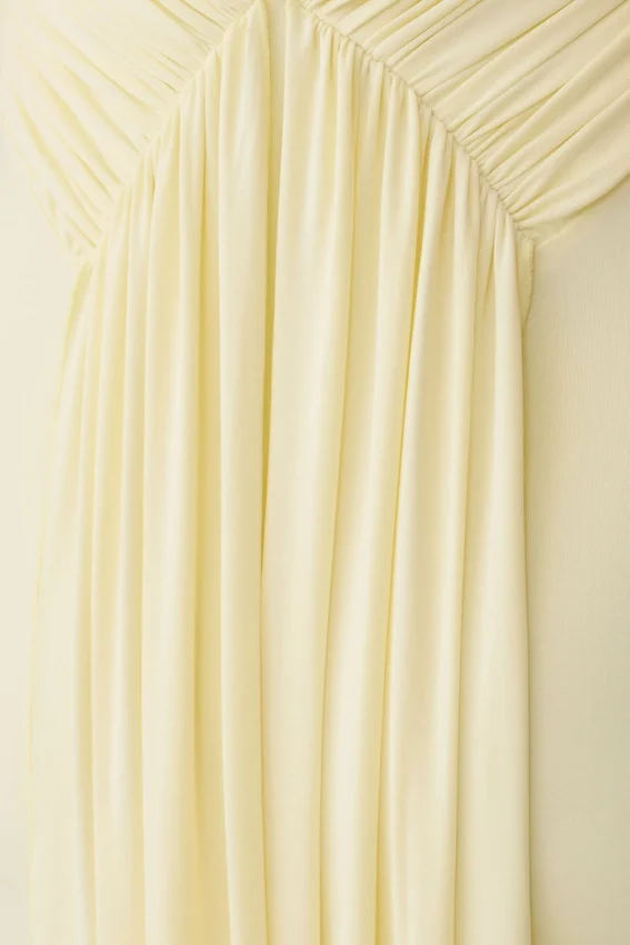 Maely Gathered Slinky Maxi Dress – Lemon Maely Gathered Slinky Maxi Dress – Lemon