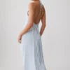 Maely Gathered Slinky Maxi Dress – Pale Blue