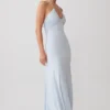 Maely Gathered Slinky Maxi Dress – Pale Blue