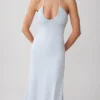 Maely Gathered Slinky Maxi Dress – Pale Blue
