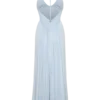 Maely Gathered Slinky Maxi Dress – Pale Blue