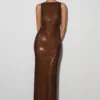 Magnolia Sleeveless Diamante Maxi Dress – Chocolate