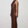 Magnolia Sleeveless Diamante Maxi Dress – Chocolate