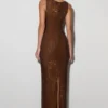 Magnolia Sleeveless Diamante Maxi Dress – Chocolate