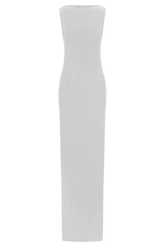 Magnolia Sleeveless Diamante Maxi Dress – Silver Magnolia Sleeveless Diamante Maxi Dress – Silver