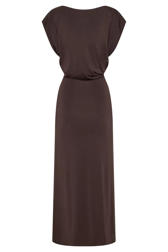 Maiara Shortsleeve Slinky Tie Maxi Dress – Chocolate Maiara Shortsleeve Slinky Tie Maxi Dress – Chocolate