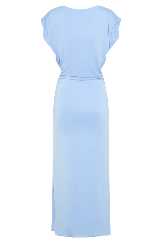 Maiara Shortsleeve Slinky Tie Maxi Dress – Sea Blue Maiara Shortsleeve Slinky Tie Maxi Dress – Sea Blue