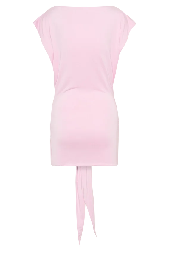 Maiara Shortsleeve Slinky Tie Mini Dress – Pink Maiara Shortsleeve Slinky Tie Mini Dress – Pink