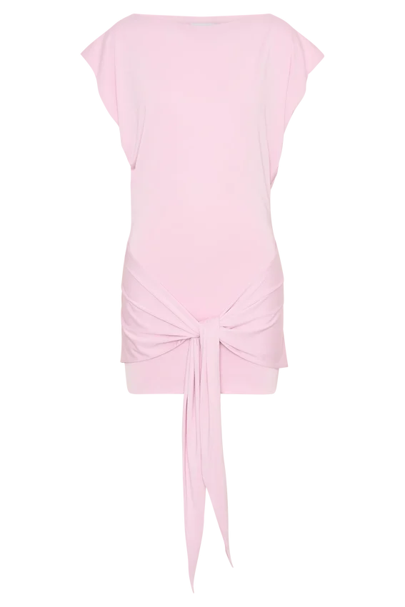 Maiara Shortsleeve Slinky Tie Mini Dress – Pink Maiara Shortsleeve Slinky Tie Mini Dress – Pink