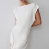 Maiara Shortsleeve Slinky Tie Mini Dress – White