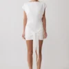Maiara Shortsleeve Slinky Tie Mini Dress – White