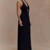 Malakhai Chiffon Halter Maxi Dress – Black