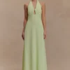 Malakhai Chiffon Halter Maxi Dress – Pastel Green Malakhai Chiffon Halter Maxi Dress – Pastel Green