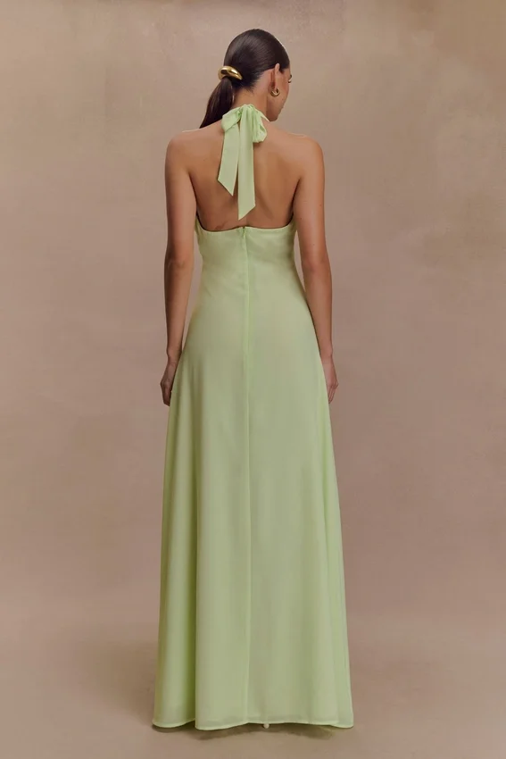 Malakhai Chiffon Halter Maxi Dress – Pastel Green Malakhai Chiffon Halter Maxi Dress – Pastel Green