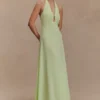 Malakhai Chiffon Halter Maxi Dress – Pastel Green Malakhai Chiffon Halter Maxi Dress – Pastel Green