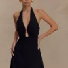 Malakhai Chiffon Halter Mini Dress – Black Malakhai Chiffon Halter Mini Dress – Black