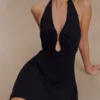 Malakhai Chiffon Halter Mini Dress – Black Malakhai Chiffon Halter Mini Dress – Black