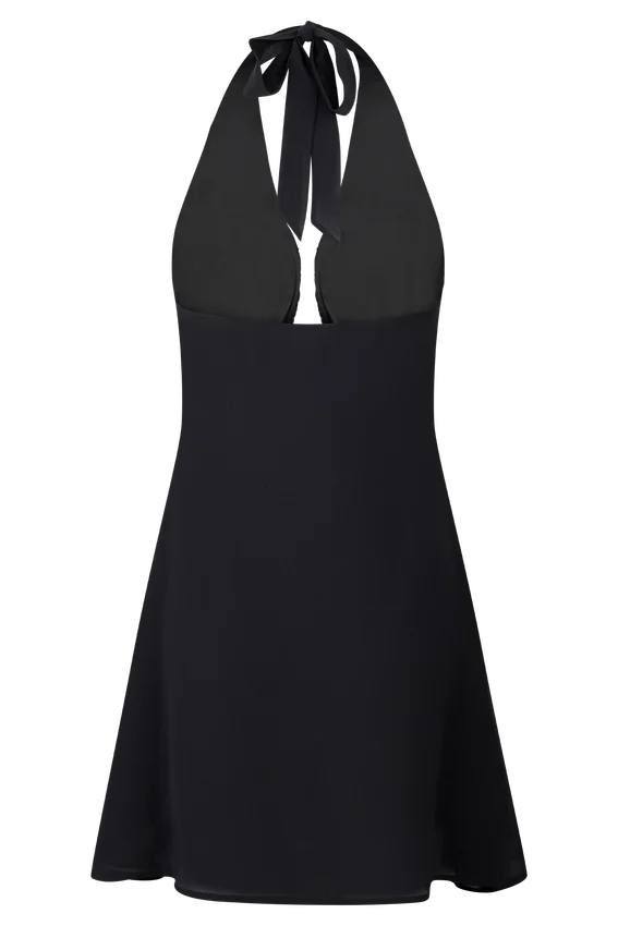 Malakhai Chiffon Halter Mini Dress – Black Malakhai Chiffon Halter Mini Dress – Black