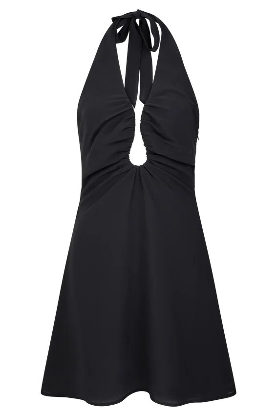 Malakhai Chiffon Halter Mini Dress – Black Malakhai Chiffon Halter Mini Dress – Black