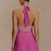 Malakhai Chiffon Halter Mini Dress – Ombre Pink