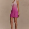 Malakhai Chiffon Halter Mini Dress – Ombre Pink