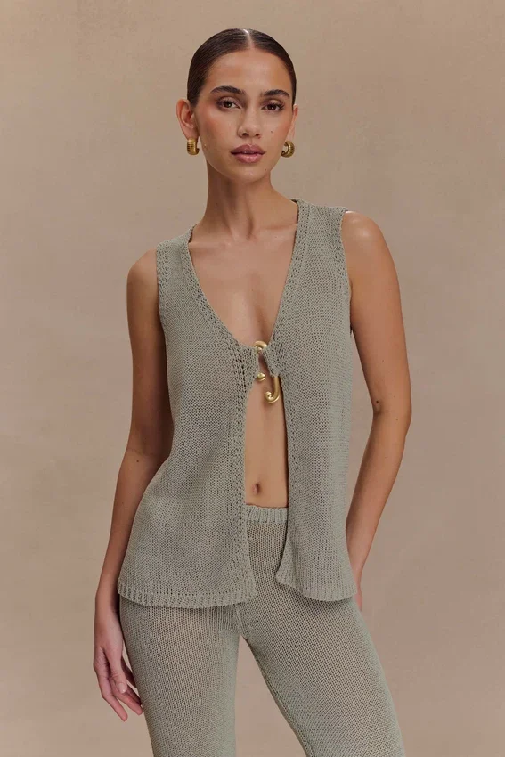 Malani Knit Top With Hardware – Sage Malani Knit Top With Hardware – Sage